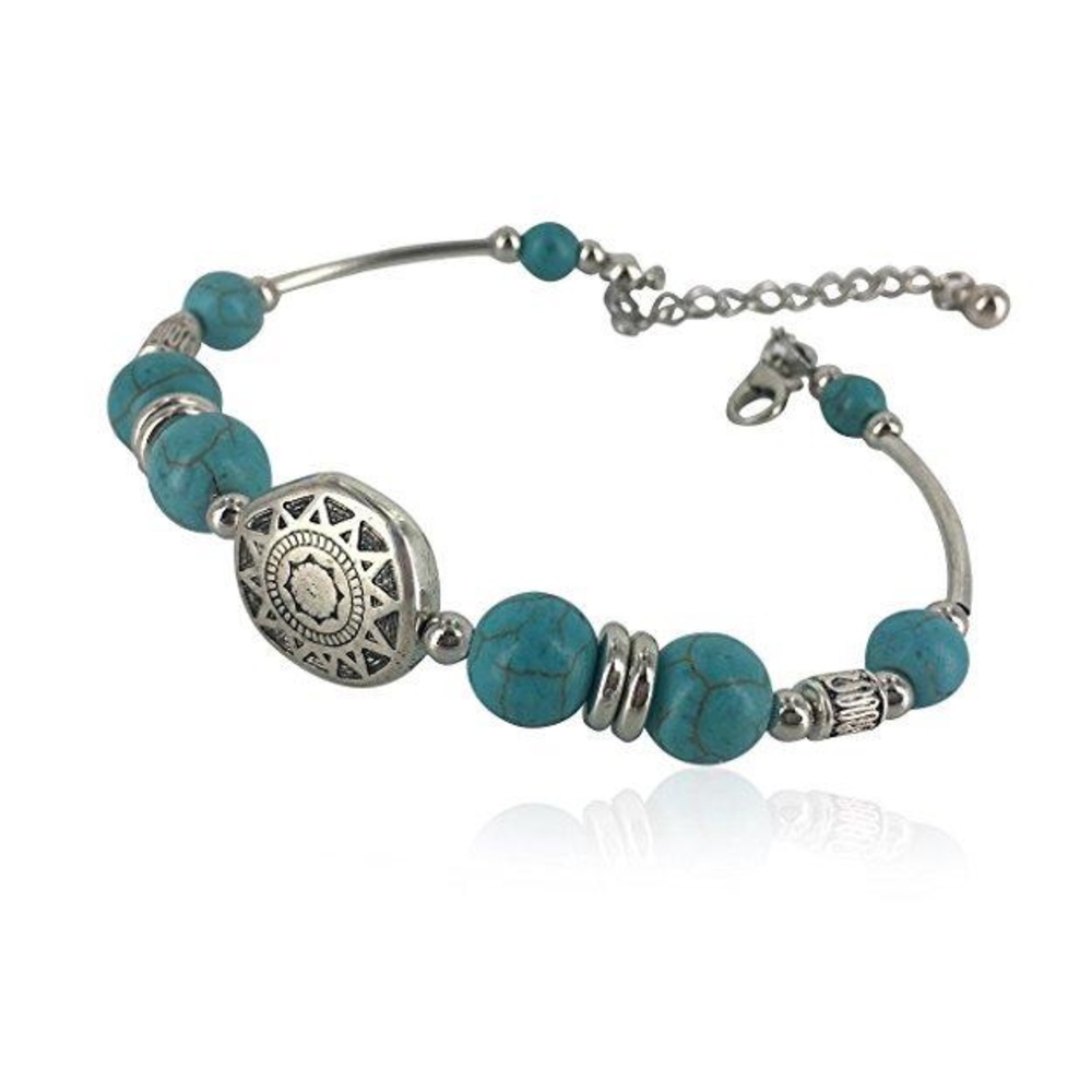 Handmade Anklet Color: Turquoise and Silver
